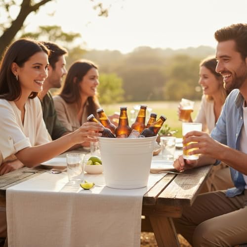White Solo Cup Ice Bucket, Party Beverage Cooler, Perfect for Indoor/Outdoor Celebrations, Holidays, BBQ’s, Social Gatheri...
