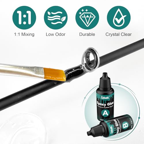 Ailiaili Fishing Rod Repair Kit - 3-IN-1 Fishing Pole Complete Supplies Kit for Rod Tips, Fishing Rod & Guide Eyelets Repl...