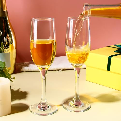 CZUMJJ Elegant Champagne Glasses Set of 16, Long Stem Glass Champagne Flutes for Mimosa, Sparking Wine, Wedding, Party - 6...