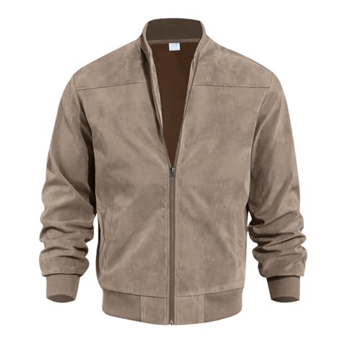 Men's Fashion Bomber Jacket, Casual Zip Up Lightweight Outerwear, Spring Fall Stand Collar Coat, for Outdoor Wear