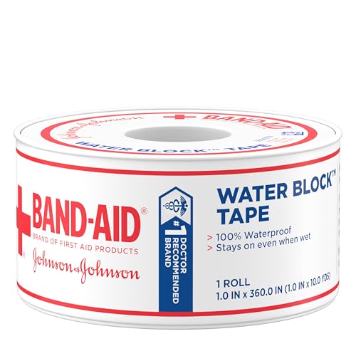 Band-Aid Brand First Aid Water Block 100% Waterproof Self-Adhesive Tape Roll for Durable Wound Care to Firmly Secure Banda...