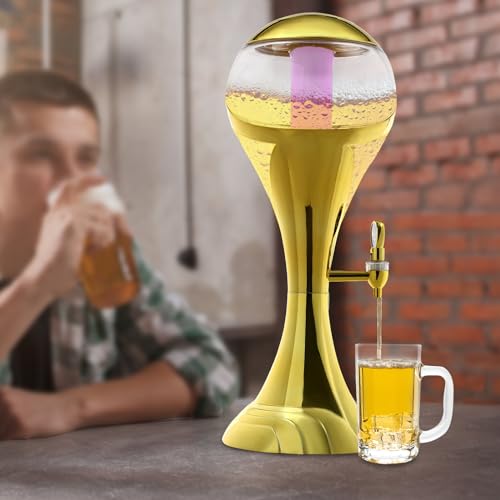 3L/101.5Oz Drink Dispensers Tower with Ice Tube Portable Sphere Wine Dispenser w/Faucet Tall Beer Dispenser for Drinks Ice...