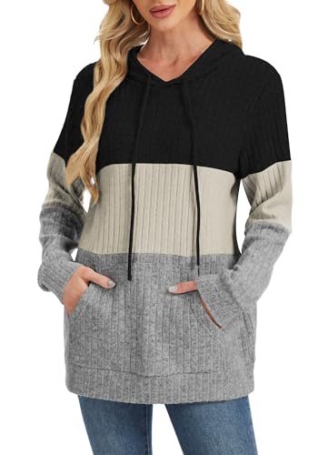 Bosmeer Hoodies for Women Casual Long Sleeve Drawstring Loose Fit Pullover Sweaters Tops for Women Trendy 2025 Fall Fashion