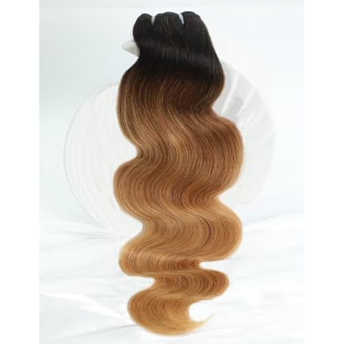 Ombre Bundles Human Hair, 13A Raw Indian Hair Bundles Body Wave, 20 Inch Colored Honey Blonde 1B27 Ombre Human Hair Bundles, 2 Years Service Life, Keep Texture Silky Soft Tangle-Free