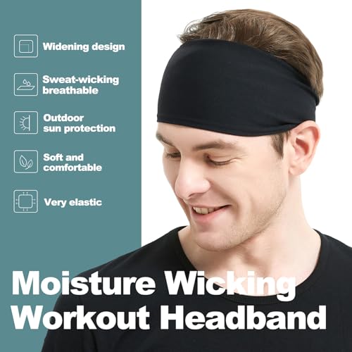 MARKEEP Running Headbands for Men（4 or 6 Pack, Mens Stretchy Headband for Football,Cycling,Basketball,Yoga,Fitness Workout...