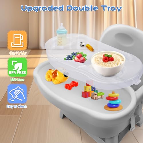 Mostop Baby Booster Seat for Dining Table: High Chair Folding Travel Baby Booster with Removal Tray, Easy Clean, Height Ad...