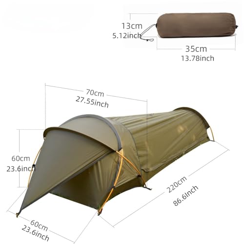 Ultralight Single Person Bivy Tent for Camp 1 Person 3 Season Waterproof Single Person Backpacking for Camping Hiking Back...