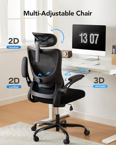 HUANUO Ergonomic Office Chair, High Back Computer Desk Chair with Adjustable Lumbar Support and Headrest, Comfy Gaming Cha...