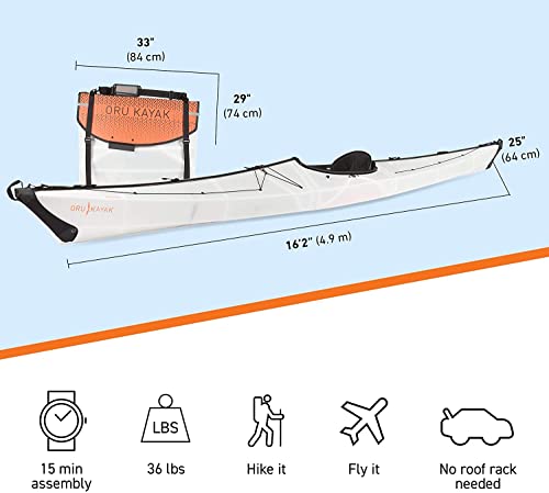 Oru Coast Foldable Kayak | Stable, Durable, Lightweight - Lake, River, and Ocean Kayaks - Advanced - Size (Unfolded)