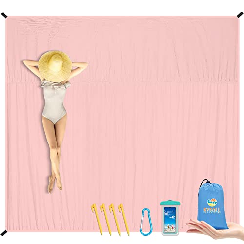 BYDOLL Nylon Beach Blanket Waterproof Sandproof Oversized 7'x7' Suits 1-5 Adults Sand Free Extra Large Blanket Lightweight...