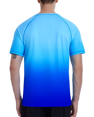 Roadbox Men's Swim Shirts Short Sleeve, UPF 50+ UV Sun Protection SPF Rash Guard, Quick Dry Surf Water Beach Fishing T Shirt