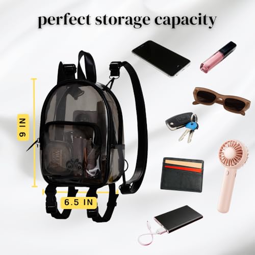 OTW Anti-Theft Black Clear Transparent Small Mini Backpack Convertible Straps Crossbody for Raves Stadium Festival Concert...
