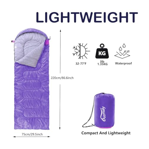 Camping Sleeping Bag 3 Seasons Lightweight &Waterproof with Compression Sack Camping Sleeping Bag Indoor & Outdoor for Adu...