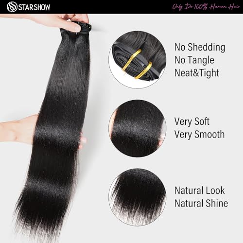 Yaki Straight Seamless Clip in Hair Extensions Remy Human Hair Extensions 1Pack 120g 7pcs Yaki Straight Clip Ins Hair Extensions Clip In Human Hair 20Inch Natural Black