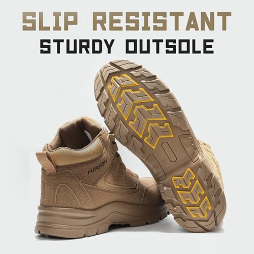 Furuian Steel Toe Boots for Men Women Comfortable Lightweight Work Boots for Men Slip Resistant High Top Steel Toe Safety ...