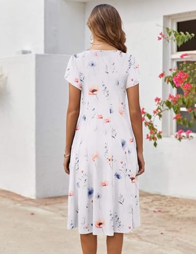 ZEAGOO Womens Casual Dresses for Summer Short Sleeve Flare Midi Dress Loose Flowy Beach Sundress