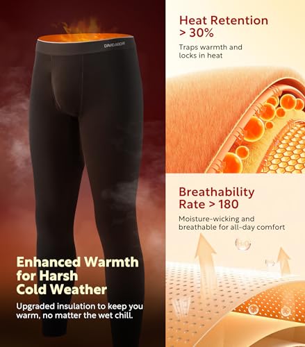 DAVID ARCHY Men’s Heavyweight Thermal Underwear for Extreme Cold, Perfect for Harsh Winter from -10°C to -5°C