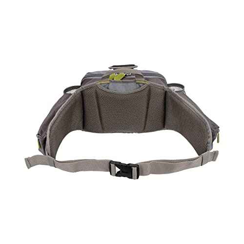 Allen Company Eagle River Lumbar Fly Fishing Pack - Holds 6 Fly Boxes, Zip?Down Workstation, Waist Bottle Pockets, Durable Outdoor Waist Pack - Gray/Lime and Olive Green