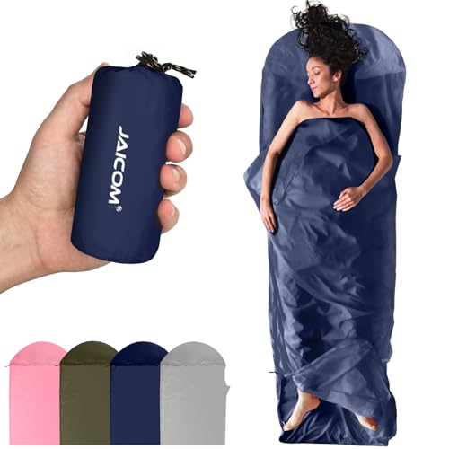 JAICOM Ultralight Sleeping Bag Liner - 5.3 oz Washable Adult Sleep Sack & Travel Sheets, Self Tan Sleep Sack with Two-Way-...