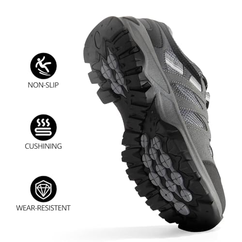 CAMELSPORTS Mens Hiking Shoes Walking Shoes for Men Outdoor Leather Mesh Lightweight Trail Sneakers