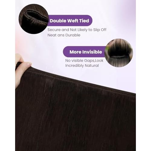 LaaVoo Weft Hair Extensions Human Hair 20 Inch Sew in Hair Extensions Gloden Brown Highlights Light Blonde Hair Human Hair Weft Extensions Long Straight 100g
