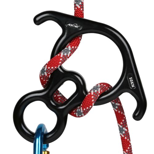 50KN Rescue Figure, 8 Descender Large Bent-Ear Belaying and Rappelling Gear Belay Device Climbing for Rock Climbing Peak R...
