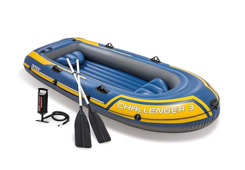 INTEX Challenger Inflatable Boat Series: Includes Deluxe Boat Oars and High-Output Pump – SuperStrong PVC – Triple Air Cha...