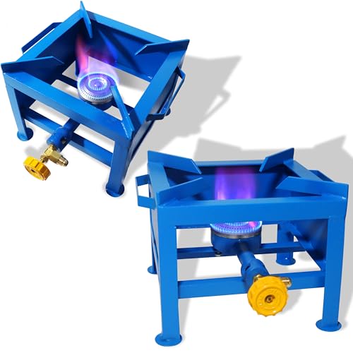 Single Burner Propane Stove - Portable Cast Iron High Pressure Outdoor Cooker, Heavy Duty Square Stove, High BTU for Outdo...