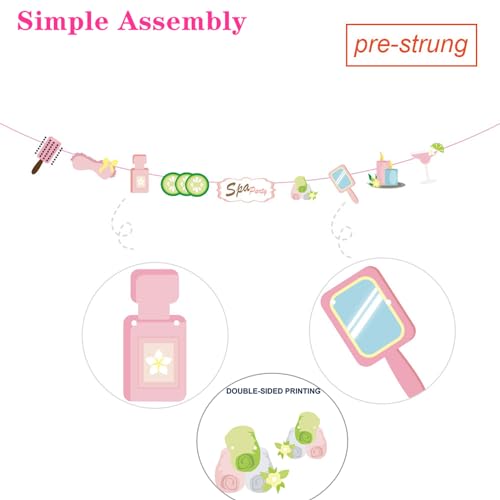 34 Pcs Spa Party Supplies, 25 Pcs Spa Party Photo Booth Props with Sticks 16 inch Aluminum Foil Balloons Banner for Girls ...
