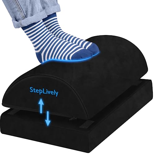 StepLively Foot Rest for Under Desk at Work, Comfortable Foot Stool with 2 Adjustable Heights, Footrest with Washable Cove...