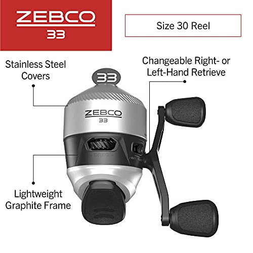 Zebco 33 Spincast and 606 Spincast Fishing Rod and Reel Combos with 6-Foot 2-Piece and 6-Foot 6-Inch 2-Piece Fiberglass Rods