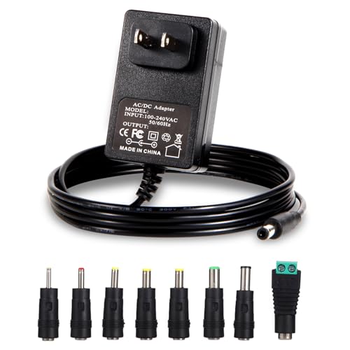 6V Power Supply AC Adapter DC 6Volt Power Adapter Charger DC in 6V Power Cord with 8 Interchangeable Plug for 100mA 300mA ...