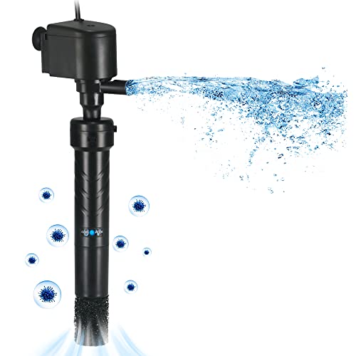 COOSPIDER Aquarium U-V Filter Green Clean Machine for 40-100 Gallon Fish Tank Crystal Clear 300GPH Submersible Water Pump ...