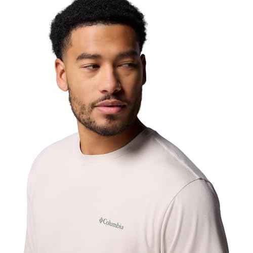 Columbia Mens Kwick Hike Back Graphic Short Sleeve Tee, Dark Stone Heather/Linescape, X-Small