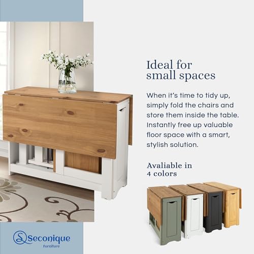 SECONIQUE Santos Butterfly Dining Set – 4 Assembled Foldable Chairs + 1 Folding Table – Space-Saving Table with Nesting Ch...