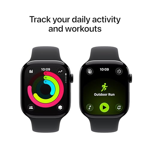 Apple Watch Series 11 [GPS + Cellular 46mm] Smartwatch with Jet Black Aluminum Case with Black Sport Band - M/L. Sleep Sco...