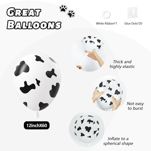 Cow Print Balloons, Latex Cow Balloons for Farm Cowboy Cowgirl Rodeo Western Baby Shower Birthday Party Decorations