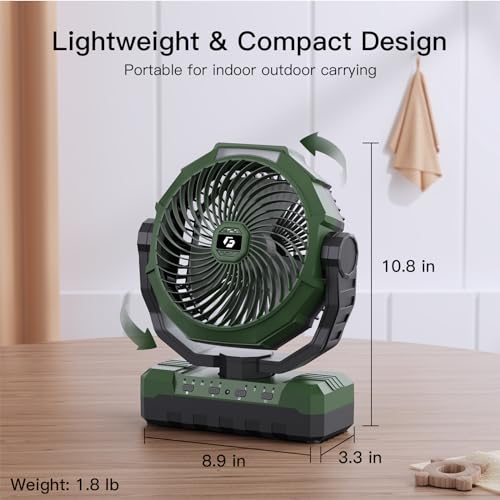 FRIZCOL 3-in-1 Camping Fan - Portable Fans Rechargeable - 24000mAh Battery Powered Fan(105Hrs) with Light & Remote for Ind...