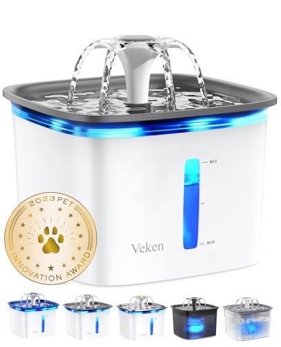 Veken Innovation Award Winner 95oz/2.8L Pet Fountain, Automatic Cat Water Fountain Dog Water Dispenser with Replacement Fi...
