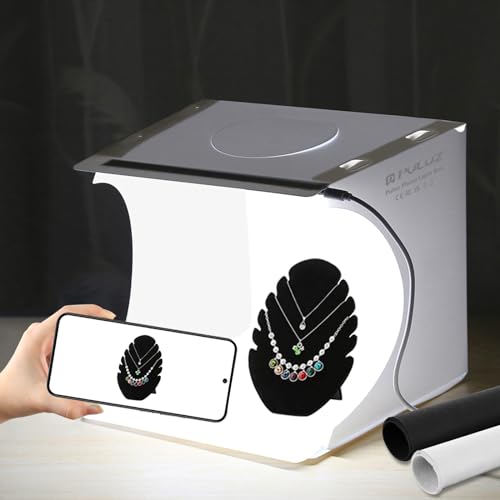 PULUZ Mini Light Box, 9" Photography Table Top Light Box 20 LED Portable Photo Studio Shooting Tent with 2 Kinds Color Bac...
