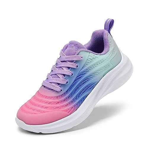 DREAM PAIRS Girls Boys Shoes Kids Lace up Tennis Sparkle Glitter Athletic Running Sneakers