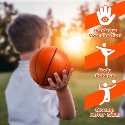 Billeeit Mini Sports Balls Set for Toddler 1-3, Sports Bag for Kids, Include 1 Each of 3.5" Foam Soccer, Tennis Ball, Bask...