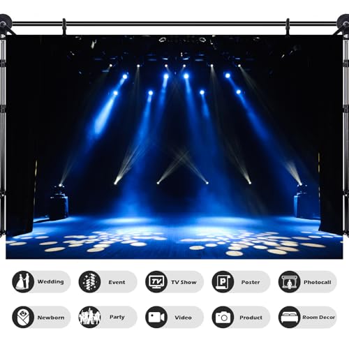 Free Stage Concert Backdrop Night Show Entertainment Discos Party Club Photography Background Blue Spotlight Lights Backdr...
