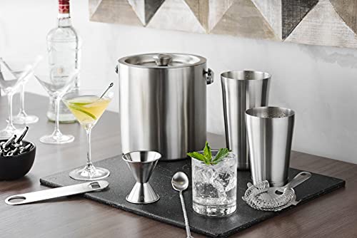 FineDine Double-Wall Stainless Steel Insulated Ice Bucket with Lid & Ice Tong [3 Liter] Included Strainer Keeps Ice Cold &...