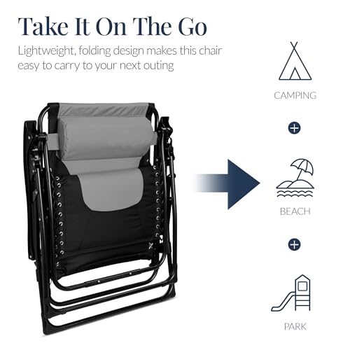 Best Choice Products Oversized Padded Zero Gravity Chair, Folding Outdoor Patio Recliner, XL Anti Gravity Lounger for Back...