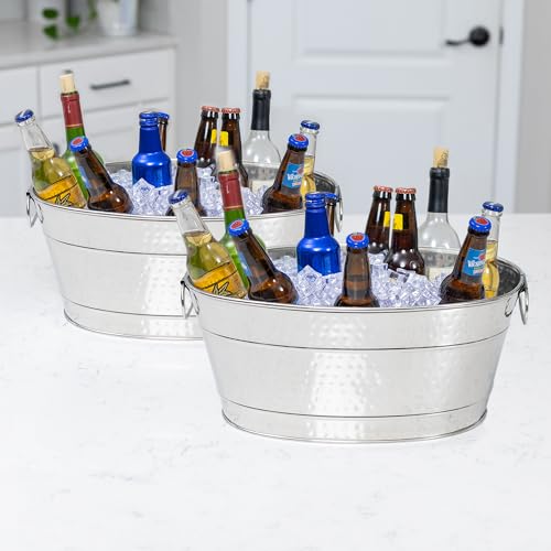 BREKX Colt Stainless Steel Beverage Tubs for Parties, Leak Resistant, Large Ice Buckets for Parties for Chilling Drinks, 1...