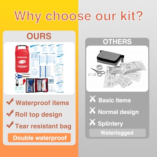 WELL-STRONG Waterproof First Aid Kit Roll Top Boat Emergency Kit with Waterproof Contents for Fishing Kayaking Boating Swi...