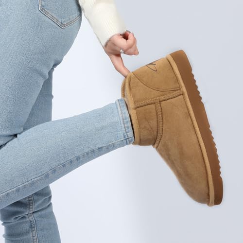 Wishcotton Women's Cozy Short Bootie Slippers, Winter Warm Hard Bottom House Shoes with Fuzzy Lining for Indoor Outdoor
