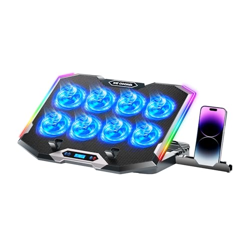 ICE COOREL Gaming Laptop Cooling Pad with 8 Cooling Fans, Laptop Fan Cooler Pad for 15-17.3 Inch, Notebook Cooler Stand wi...
