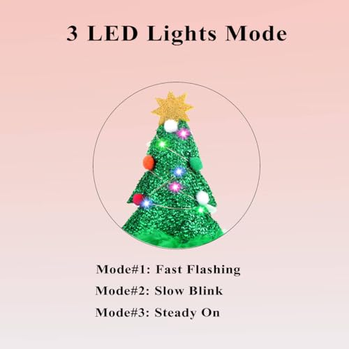 Farochy Christmas Tree Headband Light Up Christmas Headbands LED Christmas Tree Hat